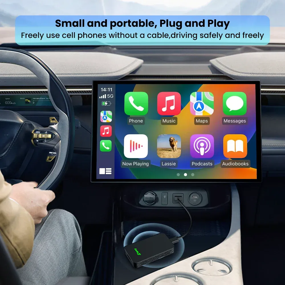 Color: WHITE, Ships From: CHINA - Carlinkit 5.0 2air CarPlay Android Auto Wired to Wireless Adapter for Carplay Android Auto BLE WIFI Wireless