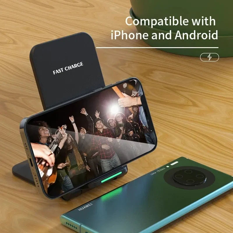 Color: PURPLE - 30W Wireless Charger Stand Pad for iPhone 15 14 13 12 11 Pro Samsung Xiaomi Phone Chargers Induction Fast Charging Dock Station