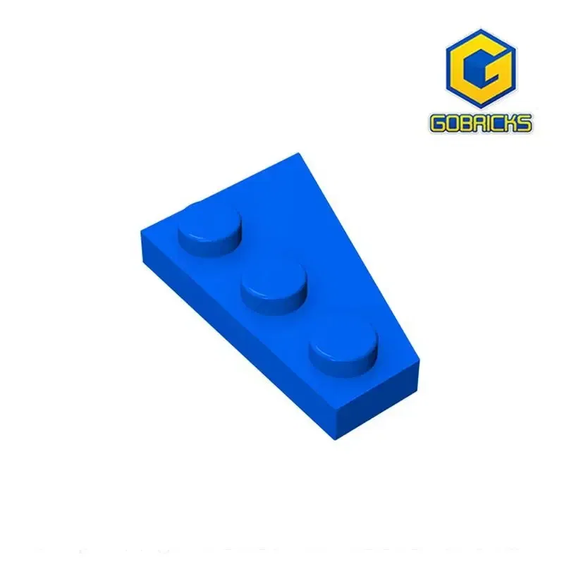 Color: DEEP BLUE - Gobricks GDS-546 Wedge, Plate 3 x 2 Left  compatible with lego 43723 pieces of children's DIY Assemble Building Blocks