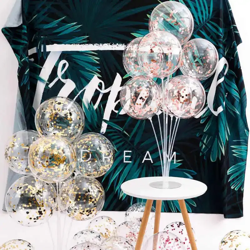 Color: Army Green - 7Tubes Balloons Stand Balloon Holder Column Confetti Balloon Baby Shower Kids Birthday Party Wedding Decoration Supplies