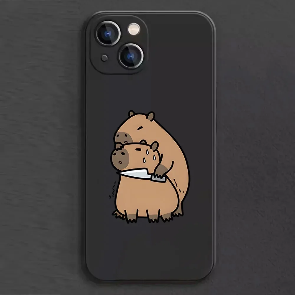 Color: Gold, Material: Genuine Leather - Cartoon Animal Capybara Phone Case For Samsung Galaxy S10 S20 S21 S22 S23 S24 FE Plus Ultra Note 20 Couple Paired Silicone Cover