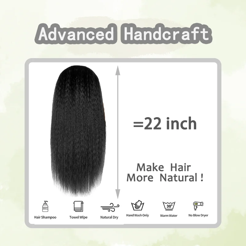 Stretched Length: 22inches - 22/28/30 inch long Kinky Straight Wig Wear and Go Glueless Wigs Pre Plucked Pre Cut Yaki Synthetic Wigs for Black Women