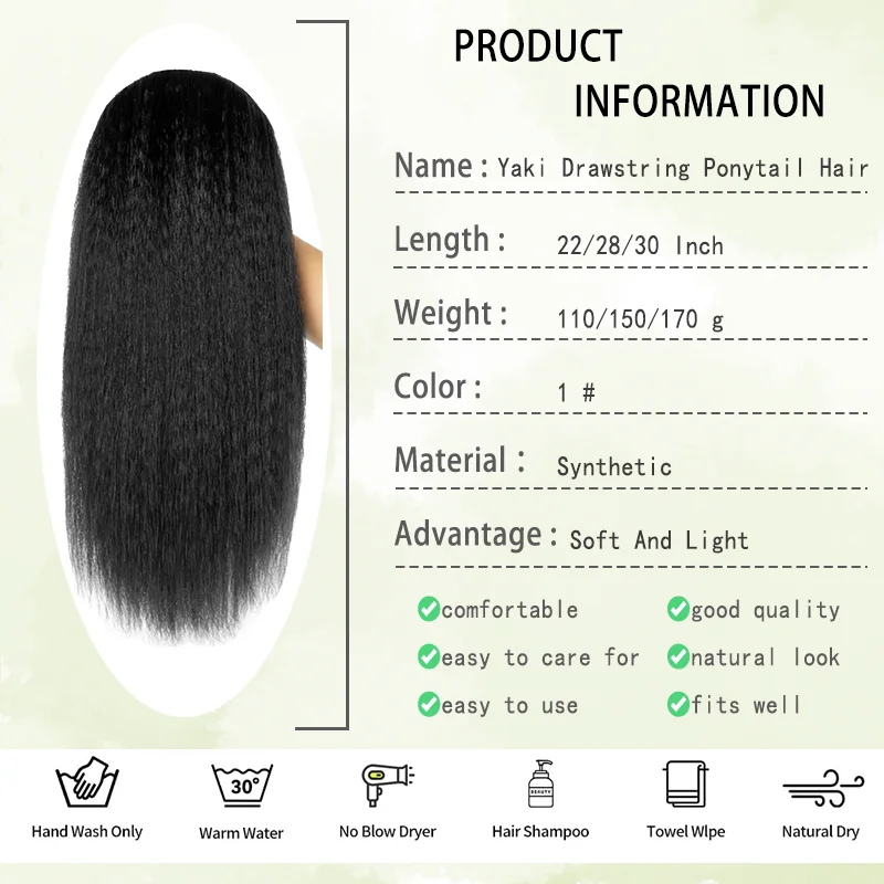Stretched Length: 22inches - 22/28/30 inch long Kinky Straight Wig Wear and Go Glueless Wigs Pre Plucked Pre Cut Yaki Synthetic Wigs for Black Women