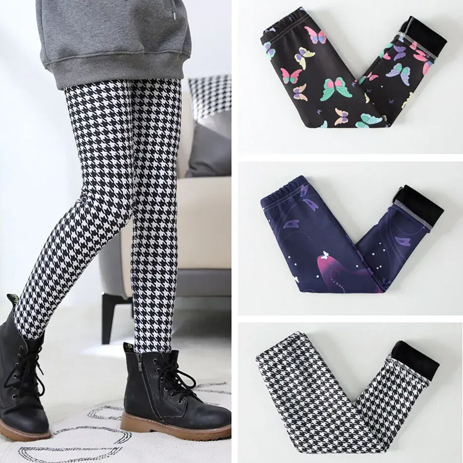 Color: Yellow, Size: 116 - Warmth and Cozy Girls Plush Lined Thickened Elastic Leggings Long Pants Suitable Kids Daily Wear in Autumn Winter Cold Weather