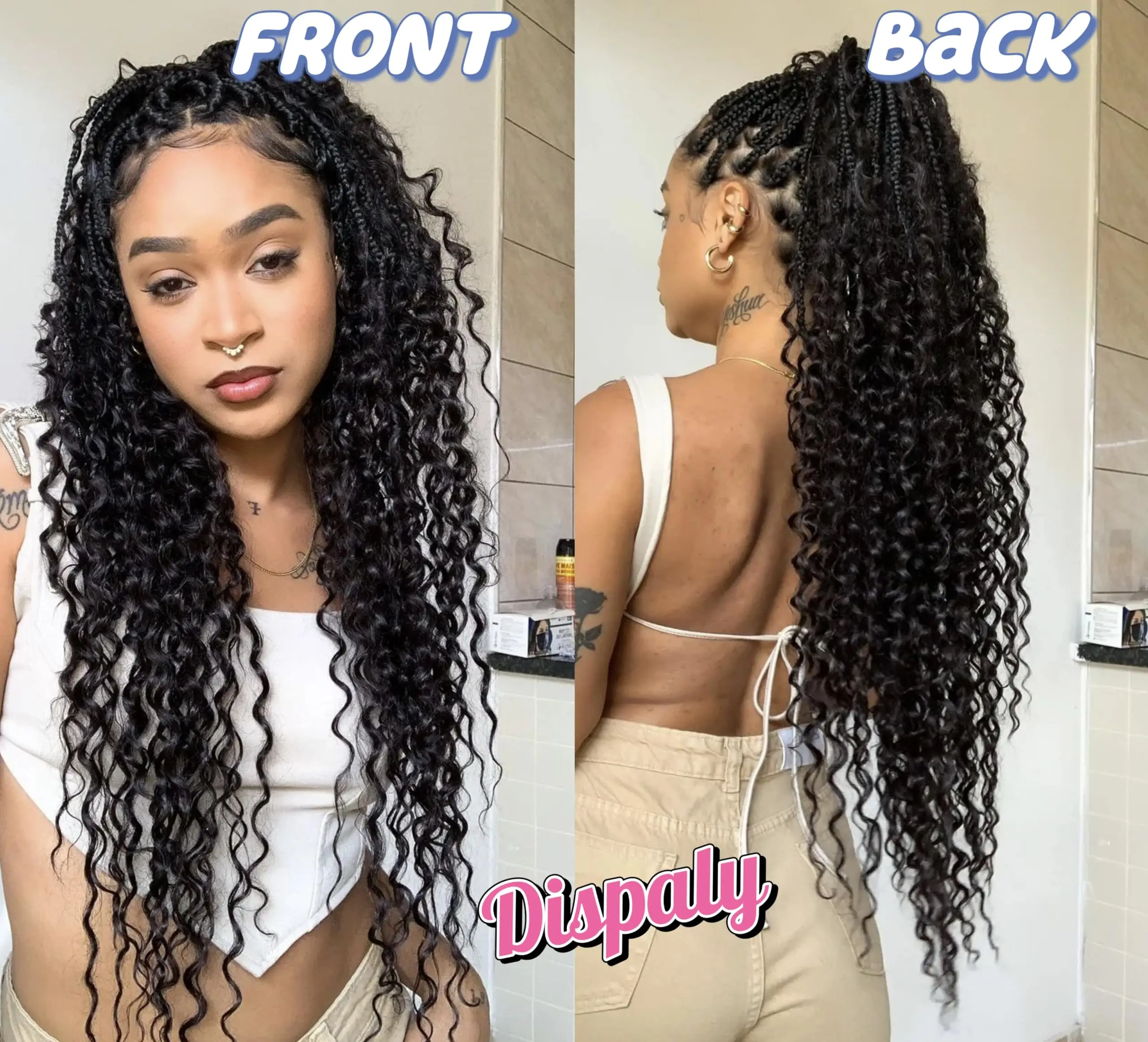 Color: Natural Color, Material Grade: virgin hair, Stretched Length: 24inches, Bulk Buy: 3Pcs/Lot - Bulk hair braiding Water Wave Bulk 18 inch human hair Boho braids with for knotless box or curly loose wave