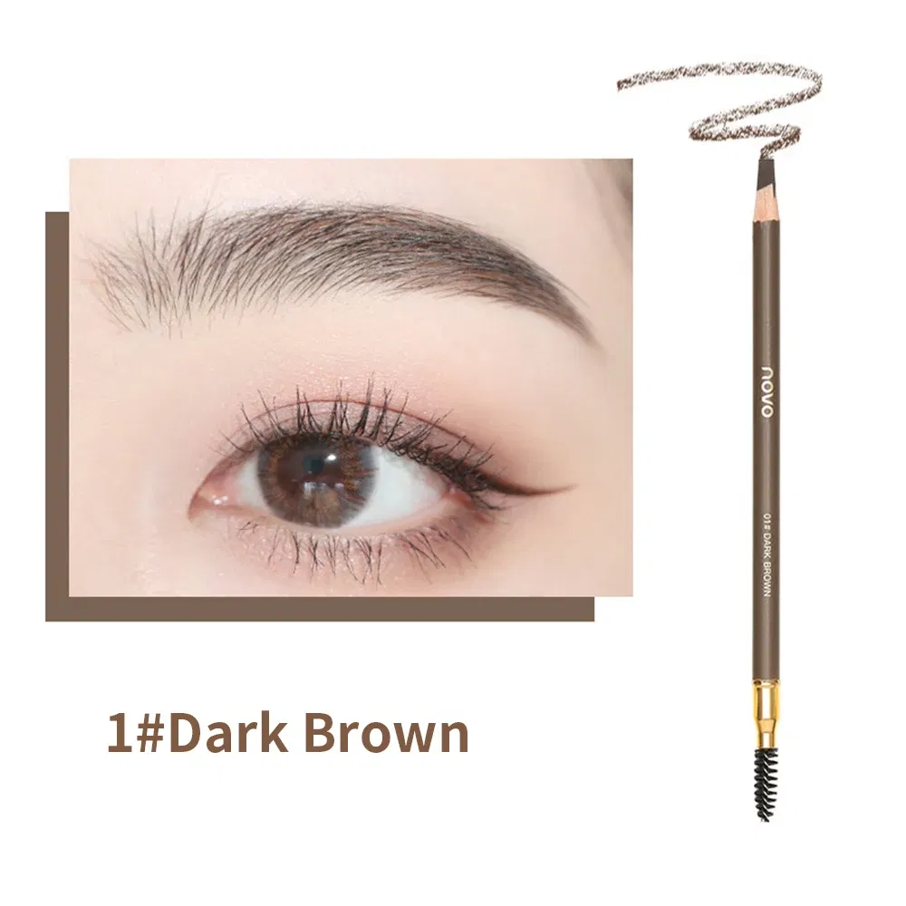 Color: army green - Waterproof Eyebrow Pen with Brush 7 Colors Natural Lasting Non-caking Eyebrow Pencil Outlining Wild Brow Korean Makeup Cosmetics