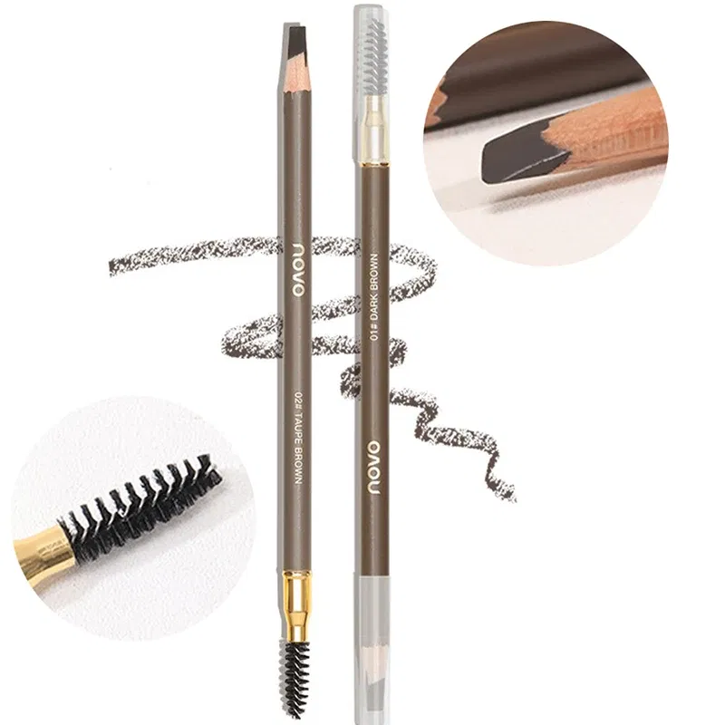 Color: army green - Waterproof Eyebrow Pen with Brush 7 Colors Natural Lasting Non-caking Eyebrow Pencil Outlining Wild Brow Korean Makeup Cosmetics