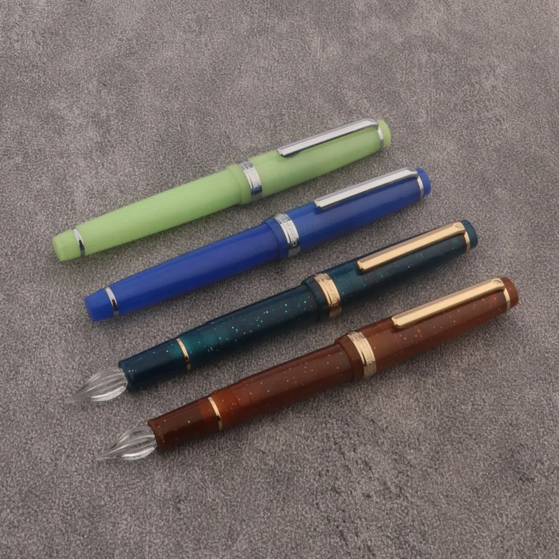 Color: Orange - JinHao 82 Fountain Pen Color match Dip in water Glass Nib Stationery Office School Supplies Ink Pens