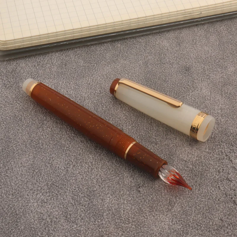 Color: Orange - JinHao 82 Fountain Pen Color match Dip in water Glass Nib Stationery Office School Supplies Ink Pens