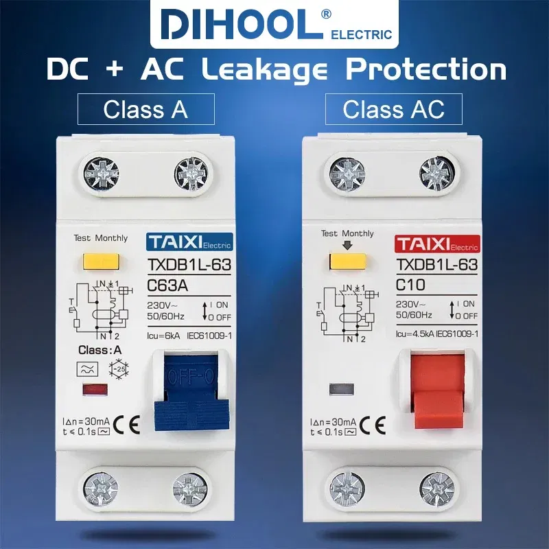 Rated Current: 20A, Ships From: CHINA, Poles Number: 2 - Type A AC CLASS Rcbo 110V 220V RCCB 10A 20A 40A 50A 63A 30mA Residual Current Circuit Breaker Leakage WIth Overload Protection