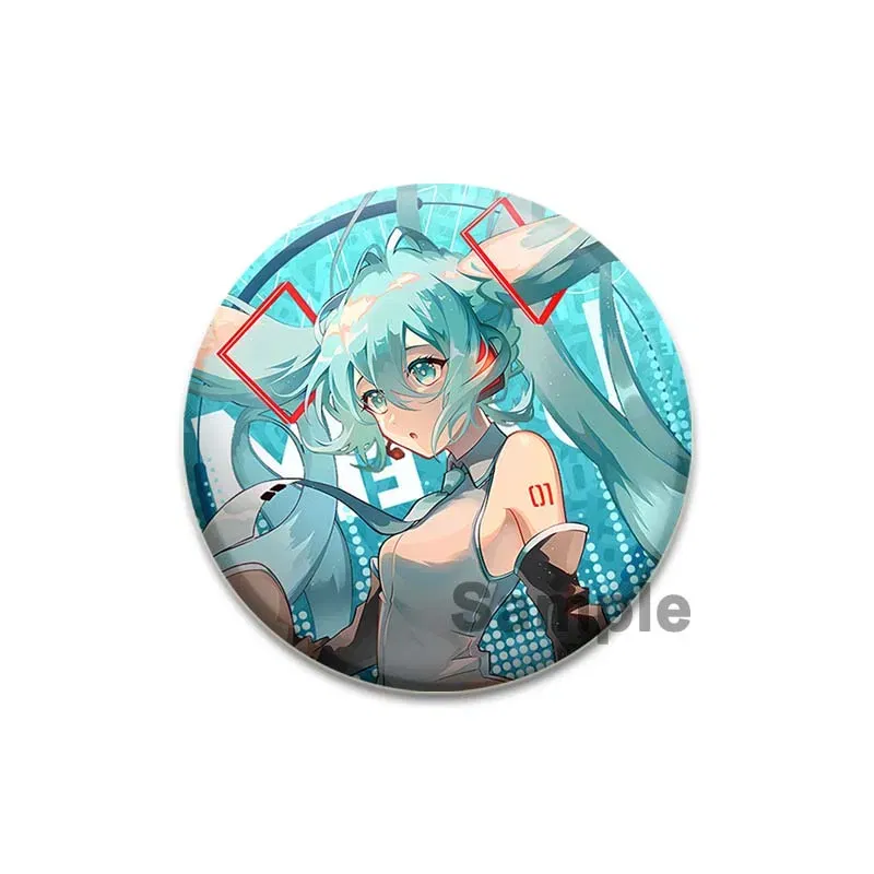 Color: Chocolate, Size: L - 58/44/32mm Miku Anime Round Pins Cartoon Badges Cosplay Handmade Tinplate Brooch on Backpack Clothes Chest Ornament Gifts