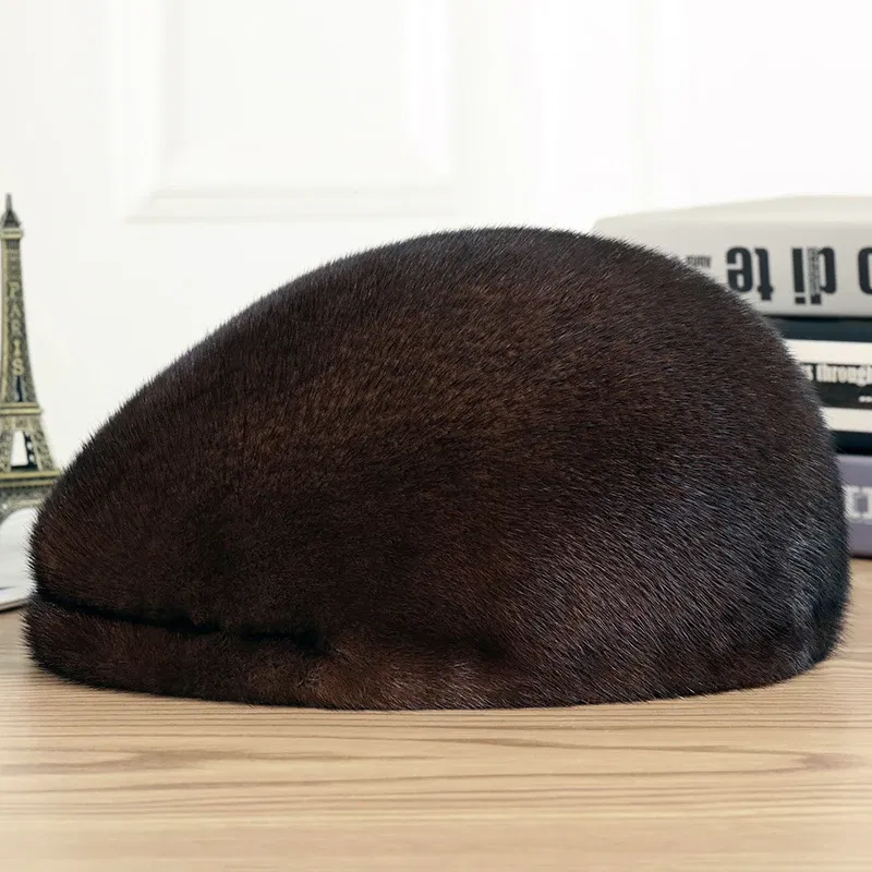 Color: Red, Hat Size: One Size - Real Mink Fur Hat Women'S Winter Fashion Beret Hat Warm Mink Fur Knight Beret Hat Luxury Keep Warm Russian Lady Caps