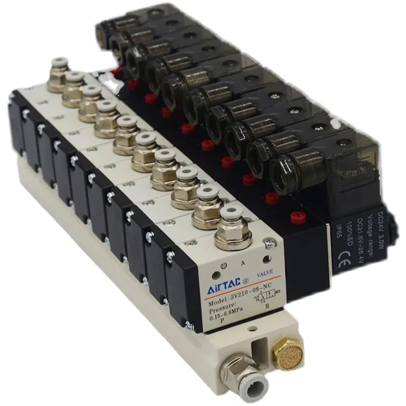 Color: Royal Blue, Specification: 1/2" - 3V210-08 Manifold Station Solenoid Valve  3 port 2 position Multi-way Combination DC12V 24V AC220V With Fitting Solenoid Valves