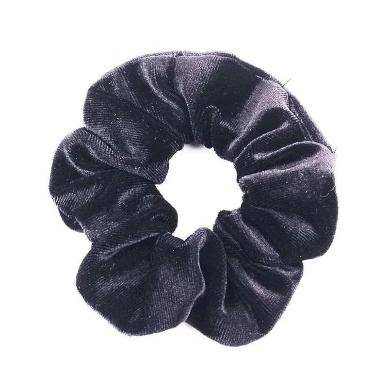 Color: Brown - New Fashion gold velvet Women Pure color wild Large intestine Elastic Hair Sports Dance Scrunchie Girls Hair Accessories