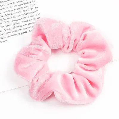 Color: Brown - New Fashion gold velvet Women Pure color wild Large intestine Elastic Hair Sports Dance Scrunchie Girls Hair Accessories