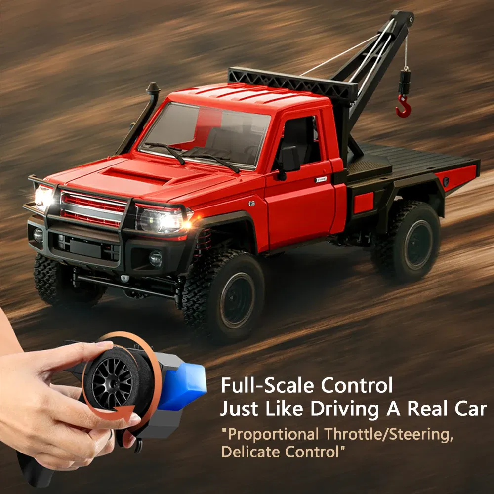 Color: Red - MN82T RC Crawler 1/12 2.4G 4WD Remote Control Off-road Pickup Simulation Crane Vehicle Electric Climbing Car Model Toys for Kids