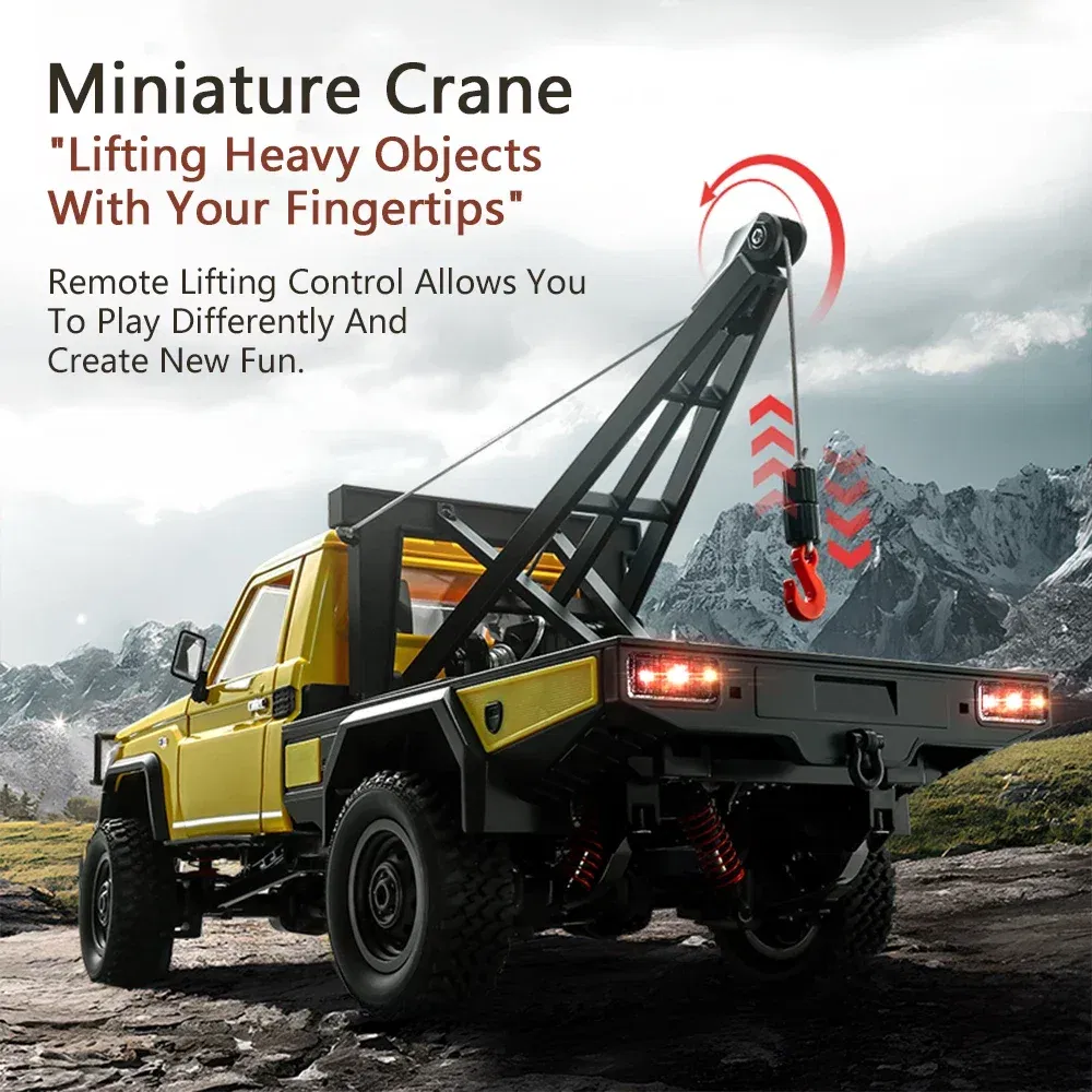 Color: Red - MN82T RC Crawler 1/12 2.4G 4WD Remote Control Off-road Pickup Simulation Crane Vehicle Electric Climbing Car Model Toys for Kids