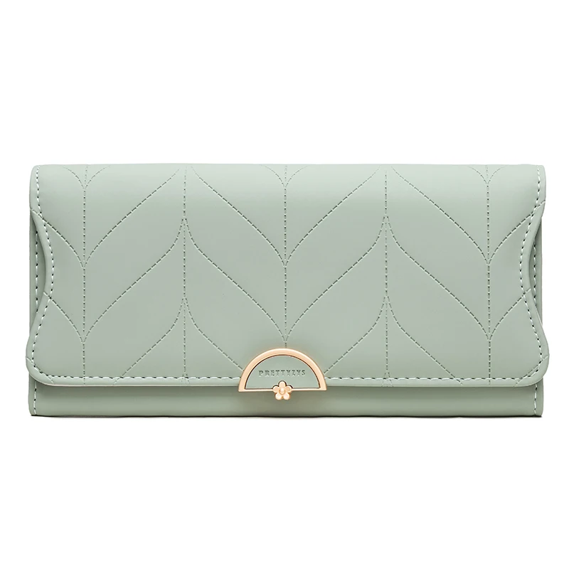 Color: Blue - 2023 spring new women's long purse Japanese and South Korea small fresh plaid buckle folding hold bag large capacity women's mul
