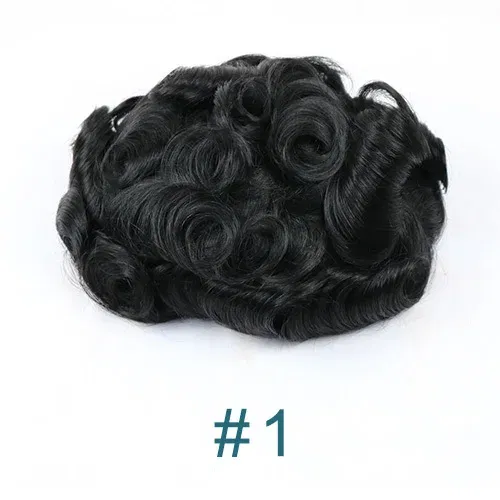 Toupee Color: 1740#, Toupee Density: 130%, Length: 6 inches, Toupee Size: 6x8, Toupee Design: free - 20MM Curly Brown Black Super Durable Mono Lace&Pu Mens Toupee Wig Human Hair 15mm Capillary Prosthesi Weave Replacement For Male