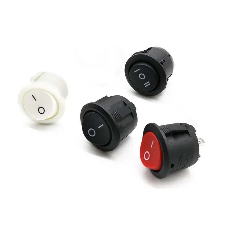 Color: Blue - 5Pcs KCD1-105 Diameter 16.5mm Small Round Boat Rocker Switch Mini Round Black White Red 2Pin/3Pin ON-OFF ON-OFF-ON Rocker Switch