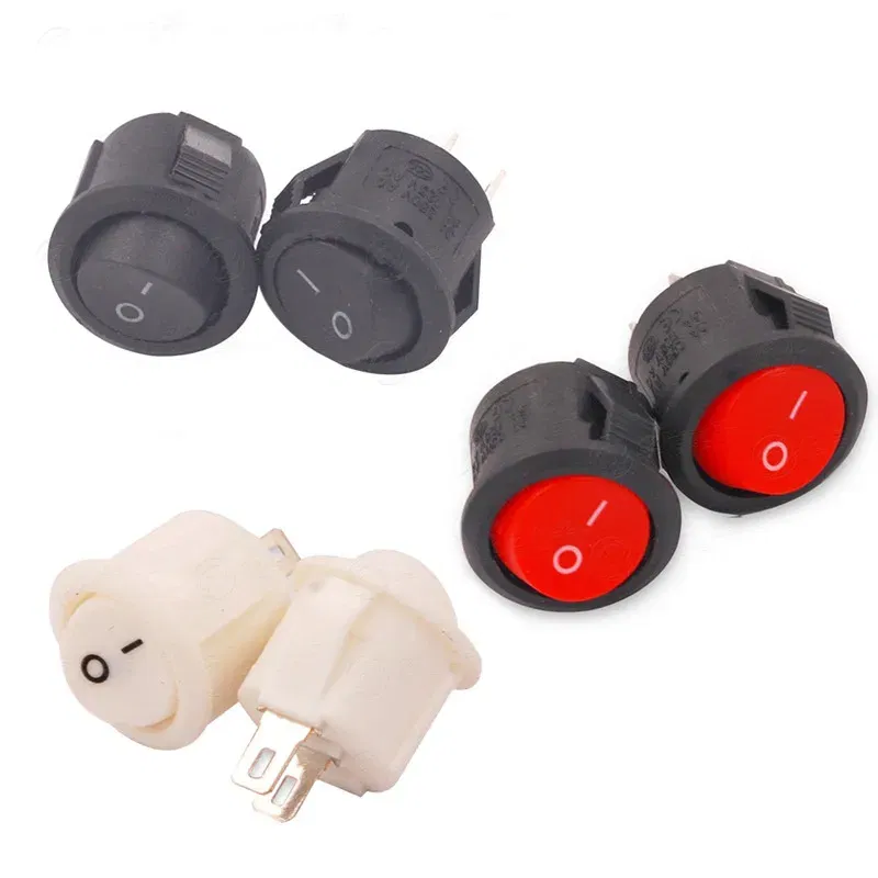 Color: Blue - 5Pcs KCD1-105 Diameter 16.5mm Small Round Boat Rocker Switch Mini Round Black White Red 2Pin/3Pin ON-OFF ON-OFF-ON Rocker Switch