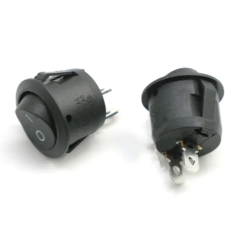 Color: Blue - 5Pcs KCD1-105 Diameter 16.5mm Small Round Boat Rocker Switch Mini Round Black White Red 2Pin/3Pin ON-OFF ON-OFF-ON Rocker Switch