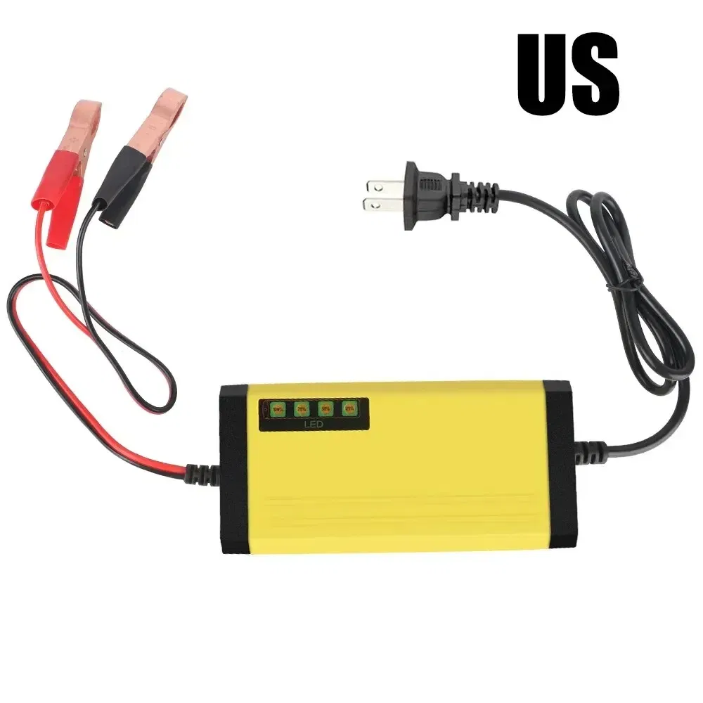 Color: Gold - 12V 2A Car Battery Charger 220V Power Puls Repair Charger Wet Dry Lead Acid Battery LED Display Moto Truck Battery Charger