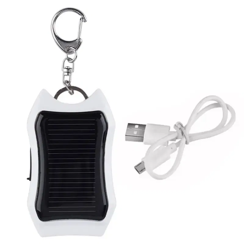 Color: WHITE, Ships From: CHINA - Solar Phone Charger 1500mAh Outdoor Portable Charger Waterproof Solar Charger Keychain Built-in Led Flashlight For Cell Phone