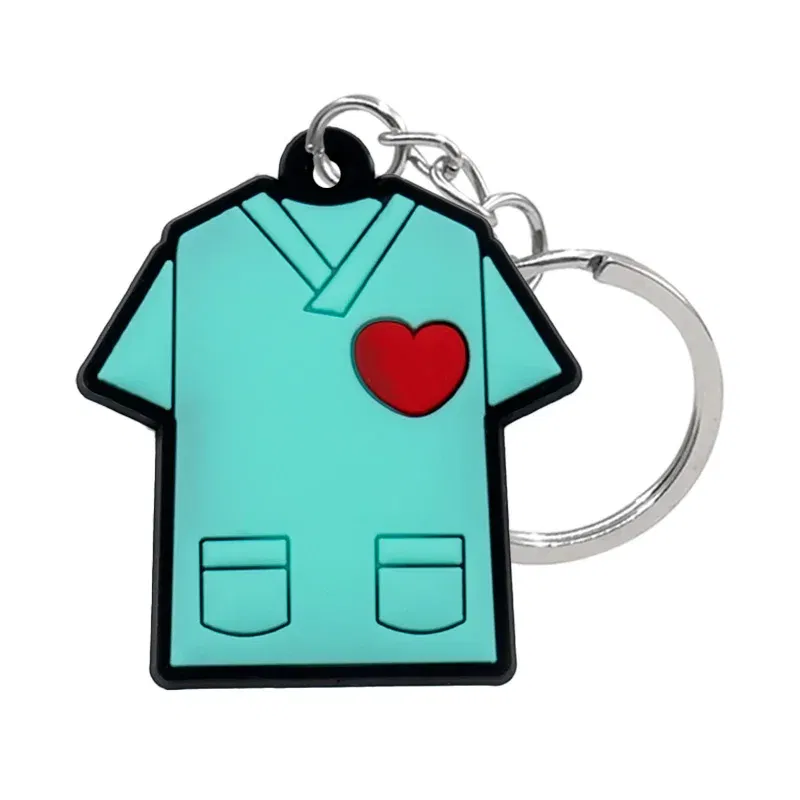 Color: Dark Grey - 1PCS PVC Rubber Hot Keychain for nurses New Design Medicine Style Heart & Brain Car Key Pendant Cute Bag Ornament Gift