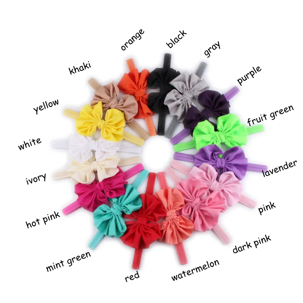 Color: Lavender - Baby girls hair bow flower Headband Kids Girls Bowknot Elastic Hair Band Headwear Newborn Head Band children hair Accessories