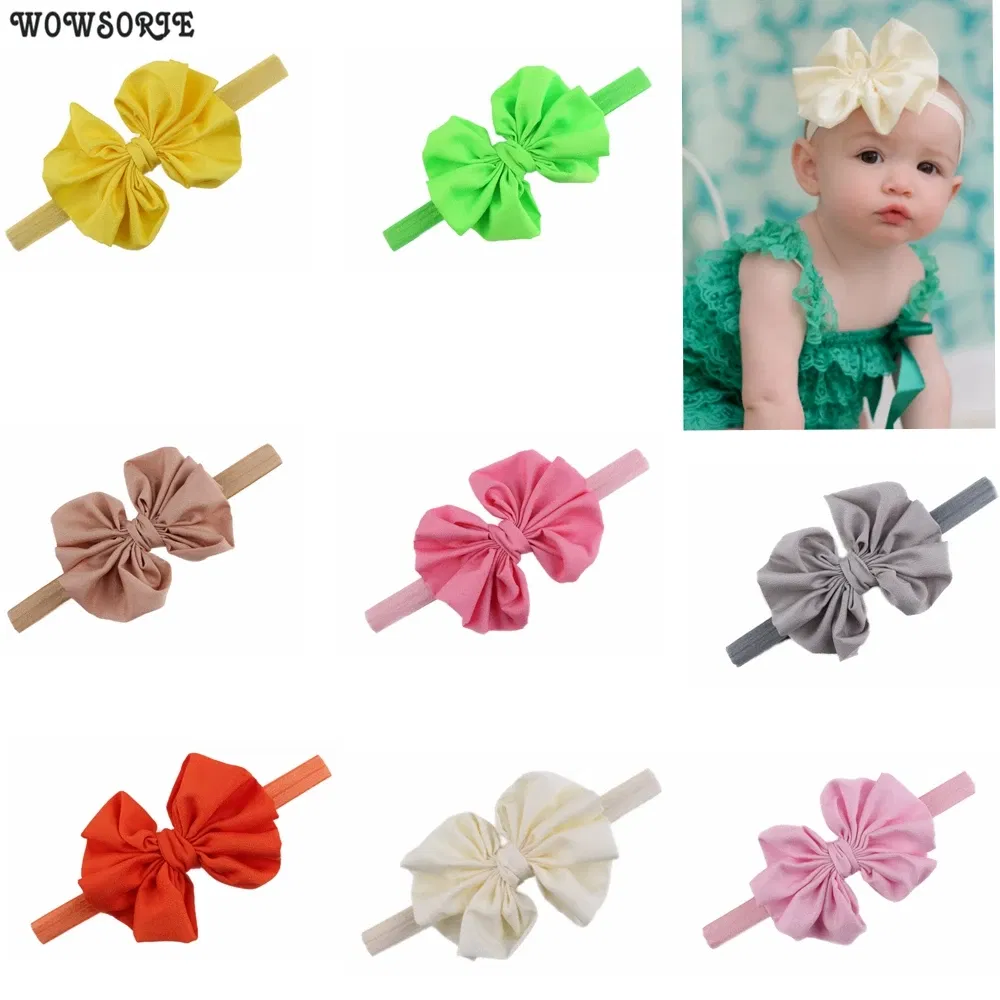 Color: Lavender - Baby girls hair bow flower Headband Kids Girls Bowknot Elastic Hair Band Headwear Newborn Head Band children hair Accessories