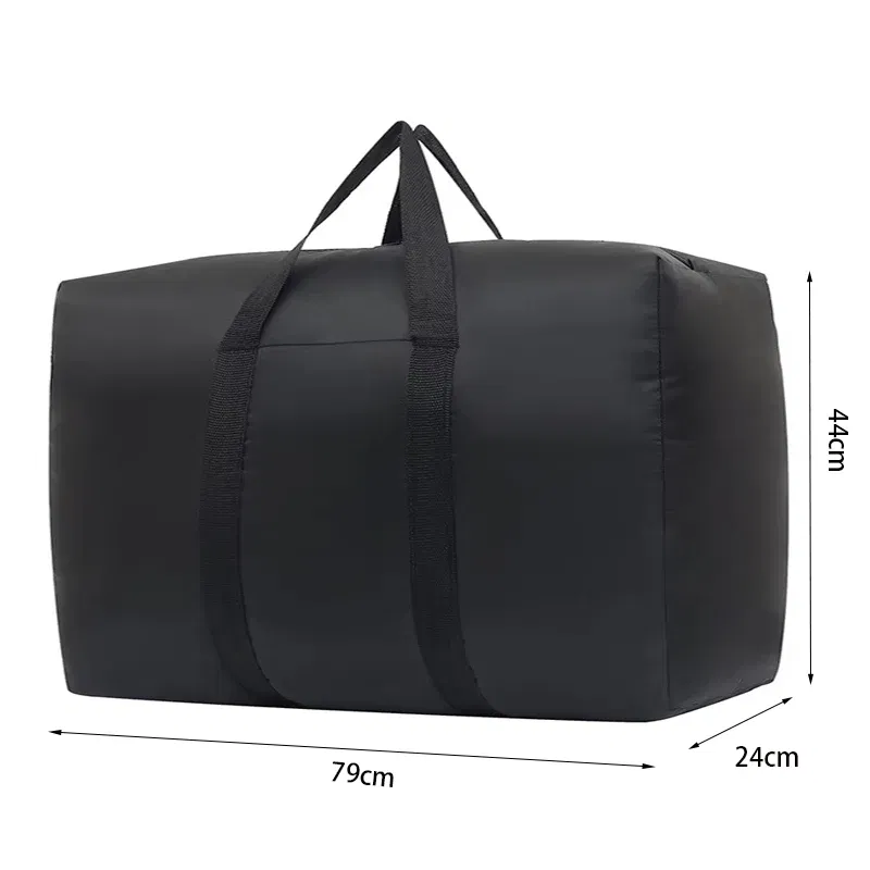 Color: Khaki - super large capacity travel duffel bag foldable luggage travel bag Waterproof Polyester Organizer Cloth Quilt Storage Bag