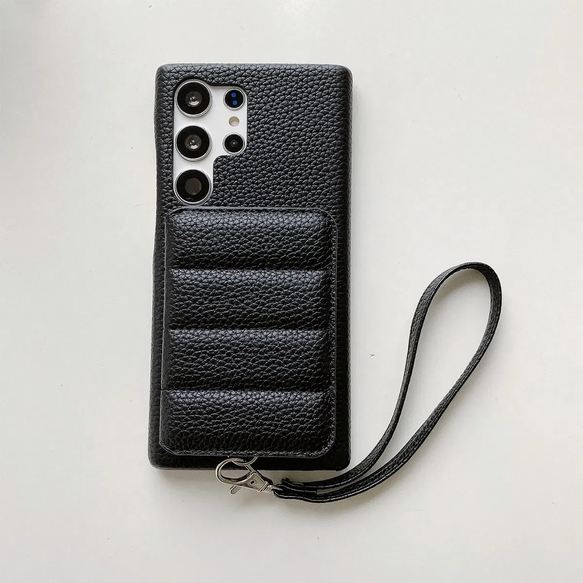 Color: black, Material: ABS - Luxury Lanyard Wallet Case For Samsung Galaxy S21 FE S22 S23 Plus Note 20 Ultra A52 A53 A54 5G Lichee Pattern Leather Cover