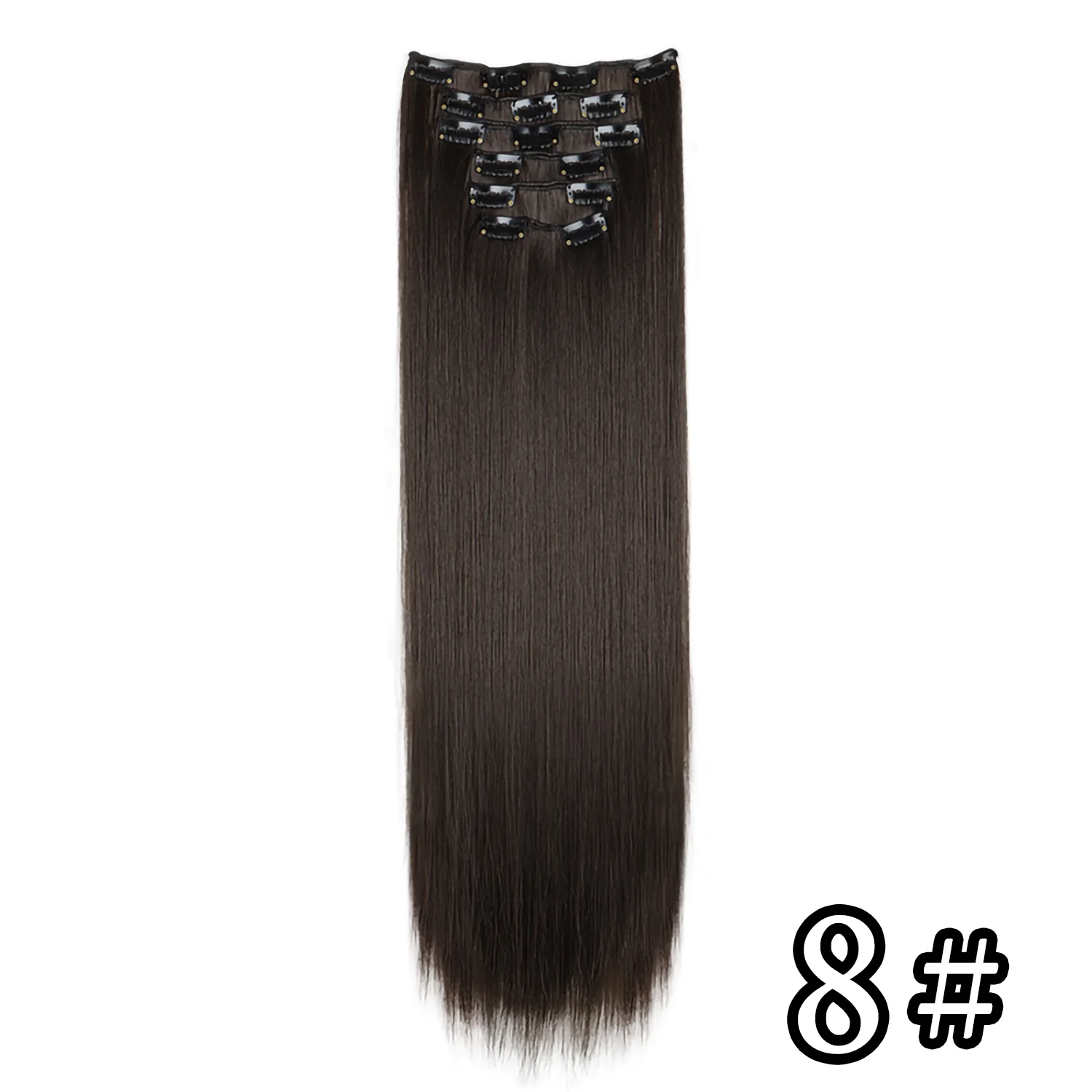 Color: NC/4HL, Stretched Length: 24inches - 24Inch 16 Clips in Hair Extensions Long Straight Hairstyle Synthetic Blonde Black Hairpieces Heat Resistant False Hair Daily Use