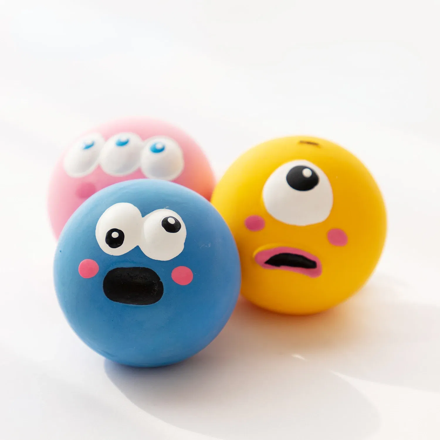Color: Yellow - Pet Dog Toy Puppy Cat Sounding Toy Squeaky Dog Toys Pets Internective Toy Big Eyes Bouncy Dog Balls Toy Ball Pet Chew Balls Toy