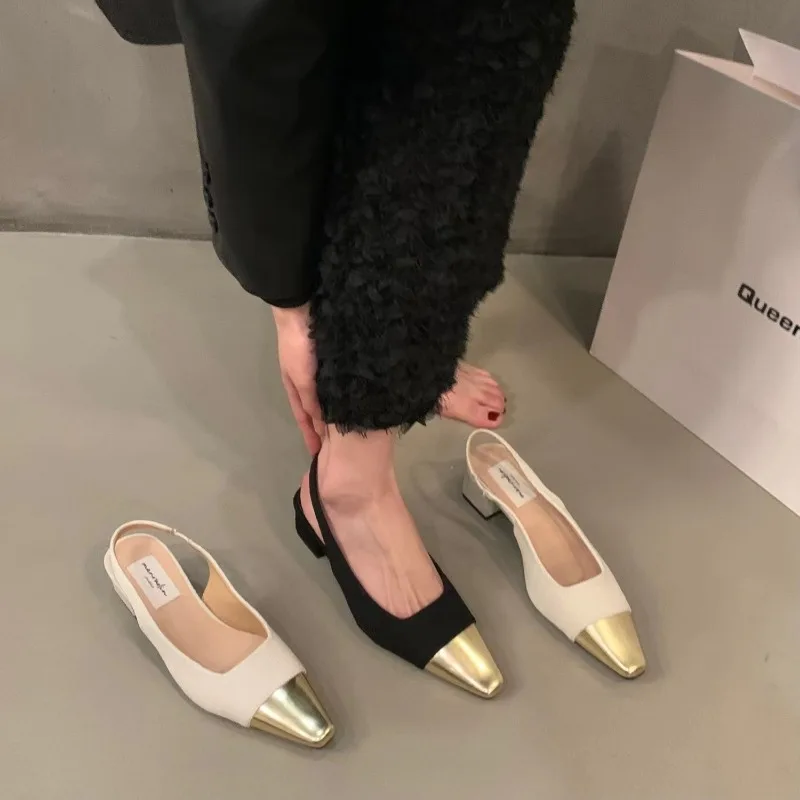 Color: Beige, Shoe Size: 36 - Fashion Women's Shoes Women's Dress Shoes Mid Heel Wedding Sandals All Matching Pointed Princess Shoes