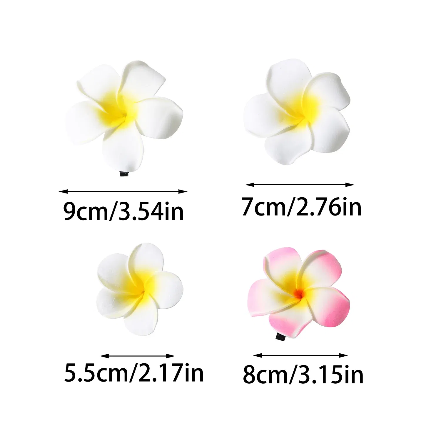 Color: Pink - 5.5/7/8/9cm Plumeria Flower Hair Clips For Girls Women Hairpins Egg Flower Barrette Hawaiian Wedding Artificial Headwear