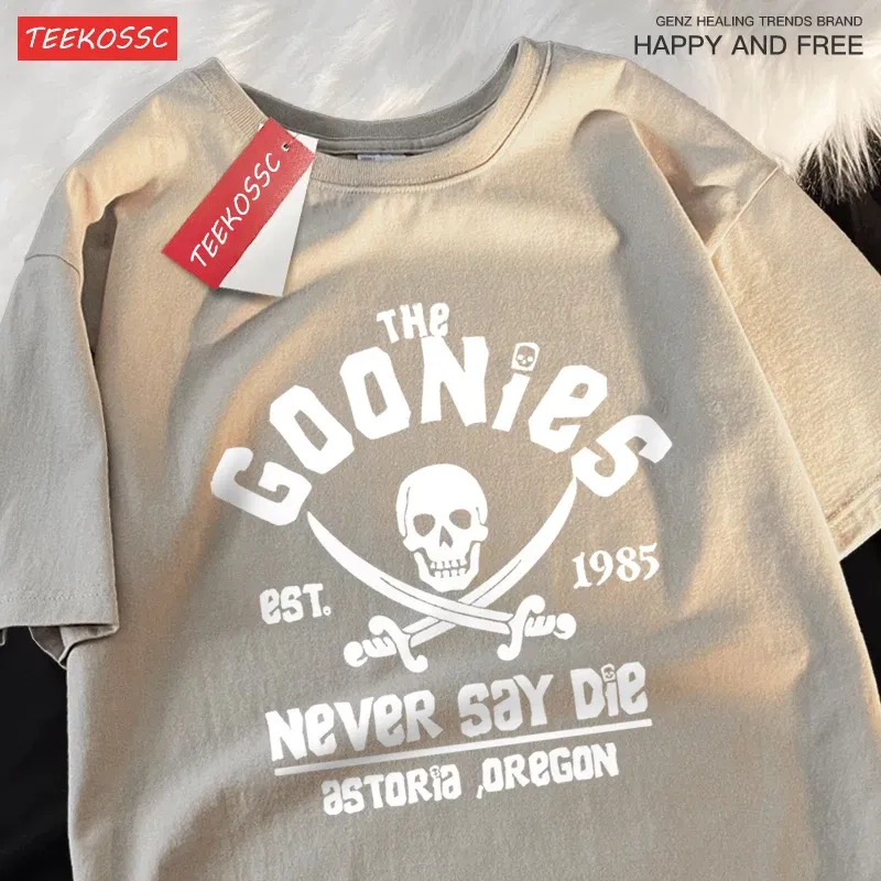 Color: green, Size: L - The Goonies Never Say Die T Shirts Men Women Comfortable Crewneck Tshirt Breathable Cotton T Shirts Street Loose Couple Clothing