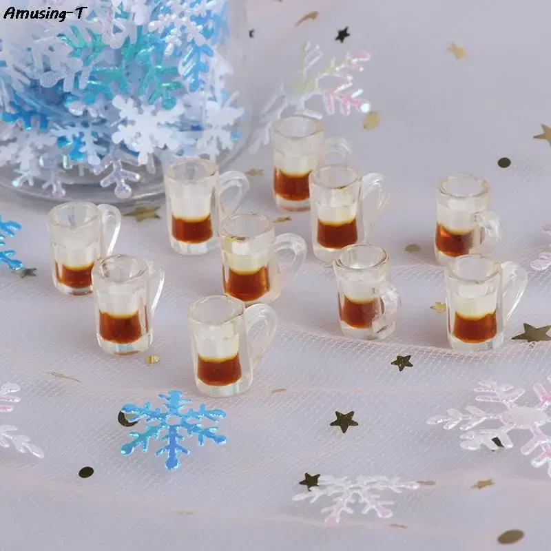 Color: Red Wine - 2/4/5/10pcs Miniature Resin beer cups Red Wine bottles Model Kitchen Furniture Accessory dinnerware Dollhouse Summer Must