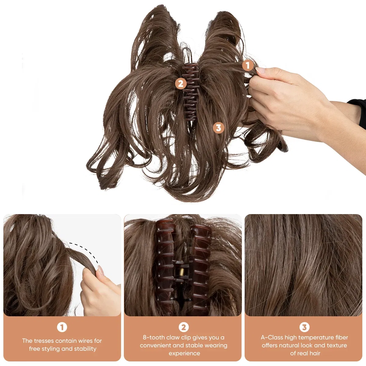 Color: T1B/613, Bulk Buy: 1pc - SARLA Synthetic Diy Claw Clip In Ponytail Extensions Hairpiece Hair Bun Fake Black Blonde Natural Hair False Pigtail for Women