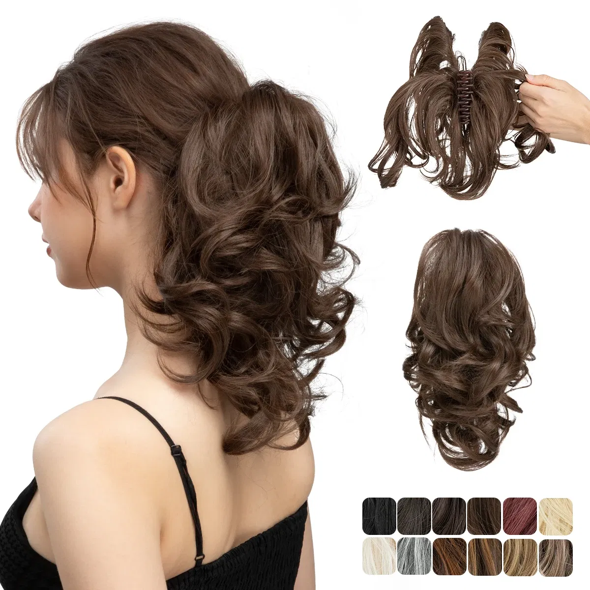 Color: T1B/613, Bulk Buy: 1pc - SARLA Synthetic Diy Claw Clip In Ponytail Extensions Hairpiece Hair Bun Fake Black Blonde Natural Hair False Pigtail for Women