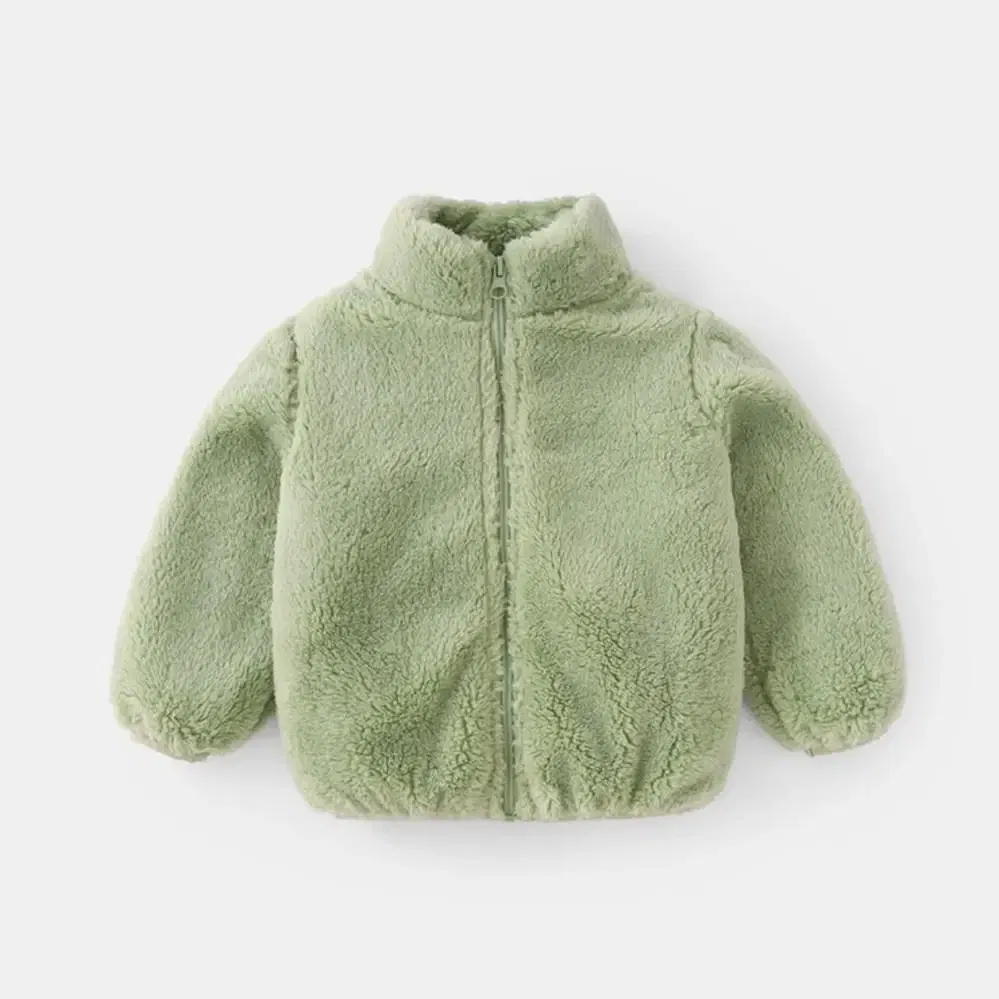 Color: Dark Grey, Kid Size: 8T - Solid Color Fashion Children Plush Coat Autumn Winter Warm Baby Girl Boy Casual Jacket Greatcoat Kids Clothing Toddler Outerwear