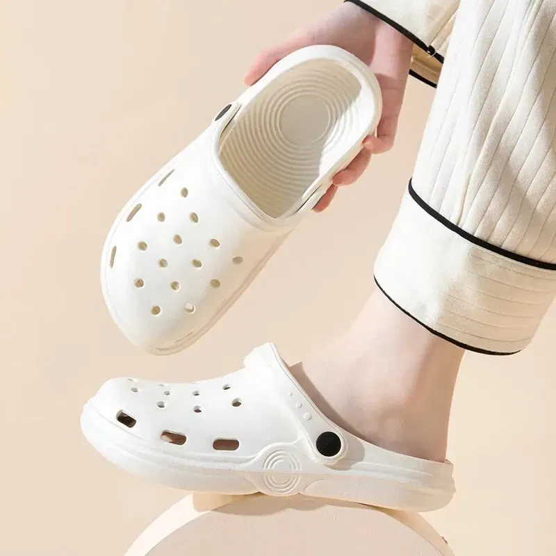 Shoe Size: 38, Color: WHITE - Dongdong Shoes Women's New Trendy Summer Thick Sole Increase Anti Slip Fashion Work Beach Baotou Slippery Sandals Zyt2354