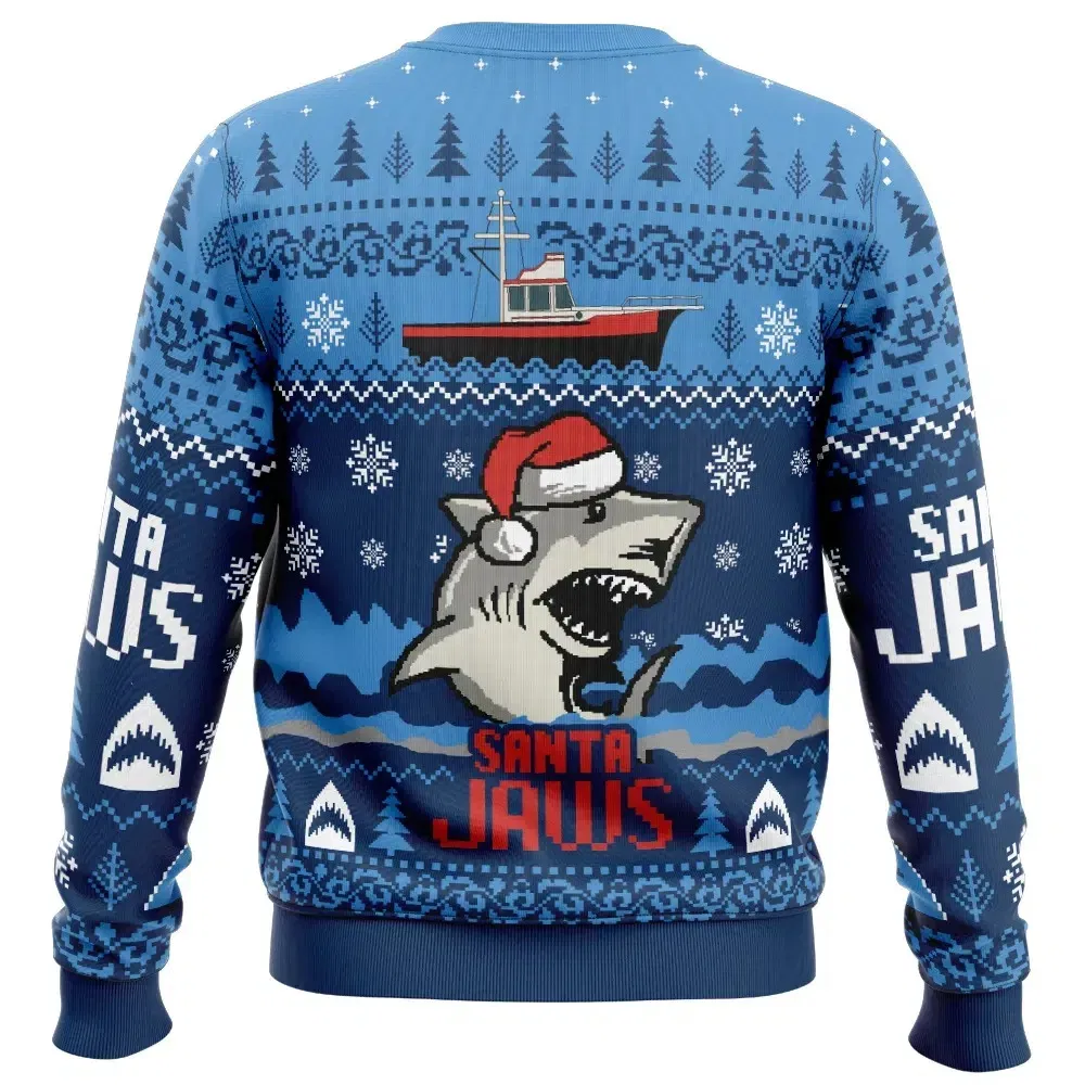 Color: Beige, Size: M - Santa Jaws Jaws Men's Crew Neck Ugly Christmas Sweatshirt Soft Comfy Stylish Relaxed-Fit Plus Size Long Sleeve Autumn Winter