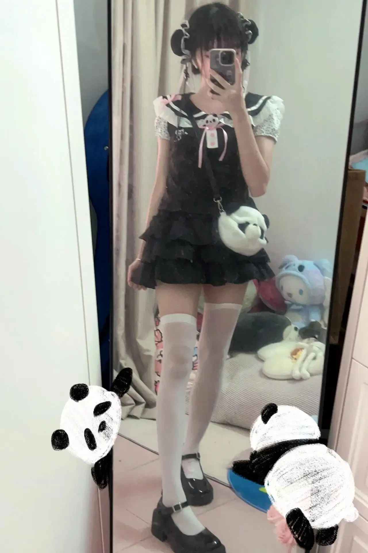 Color: black, Size: M, Ships From: CHINA - Women clothing arcane Y2k Lace T-shirt Kawaii Panda Embroidery Graphic T Shirts Harajuku Fashion Casual Sweetheart Tops Cute Tee