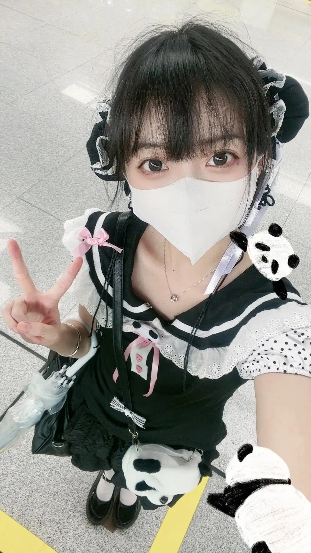 Color: black, Size: M, Ships From: CHINA - Women clothing arcane Y2k Lace T-shirt Kawaii Panda Embroidery Graphic T Shirts Harajuku Fashion Casual Sweetheart Tops Cute Tee