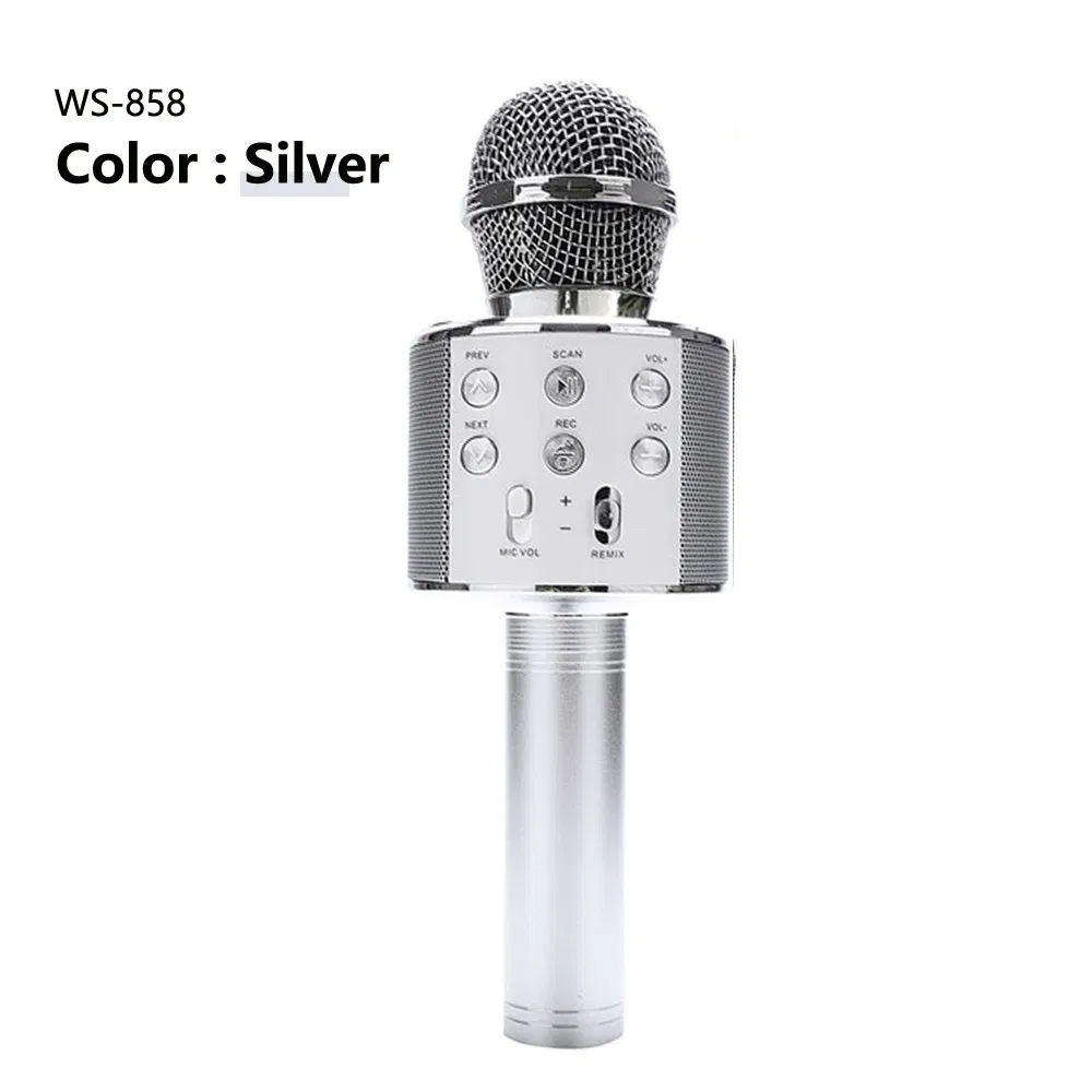 Color: Beige, Ships From: CHINA - WS858 Wireless Microphone Blue-tooth Speaker Home Karaoke Microphones Speaker KTV Scenes Handheld Music Player Singing Recorder
