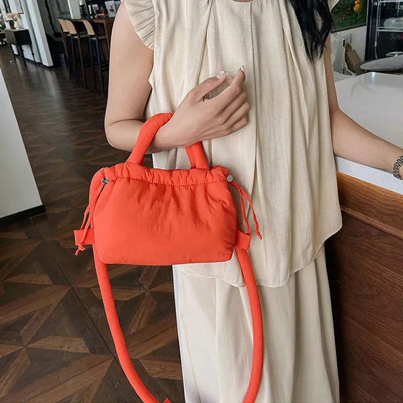 Color: Dark Grey, Ships From: CHINA - Fashion Small Puffer Tote Bag Designer Padded Women Shoulder Bags Nylon Down Cotton Crossbody Bag Mini Lady Handbags 2024 Trend