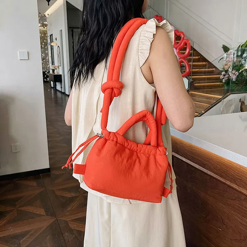Color: Dark Grey, Ships From: CHINA - Fashion Small Puffer Tote Bag Designer Padded Women Shoulder Bags Nylon Down Cotton Crossbody Bag Mini Lady Handbags 2024 Trend