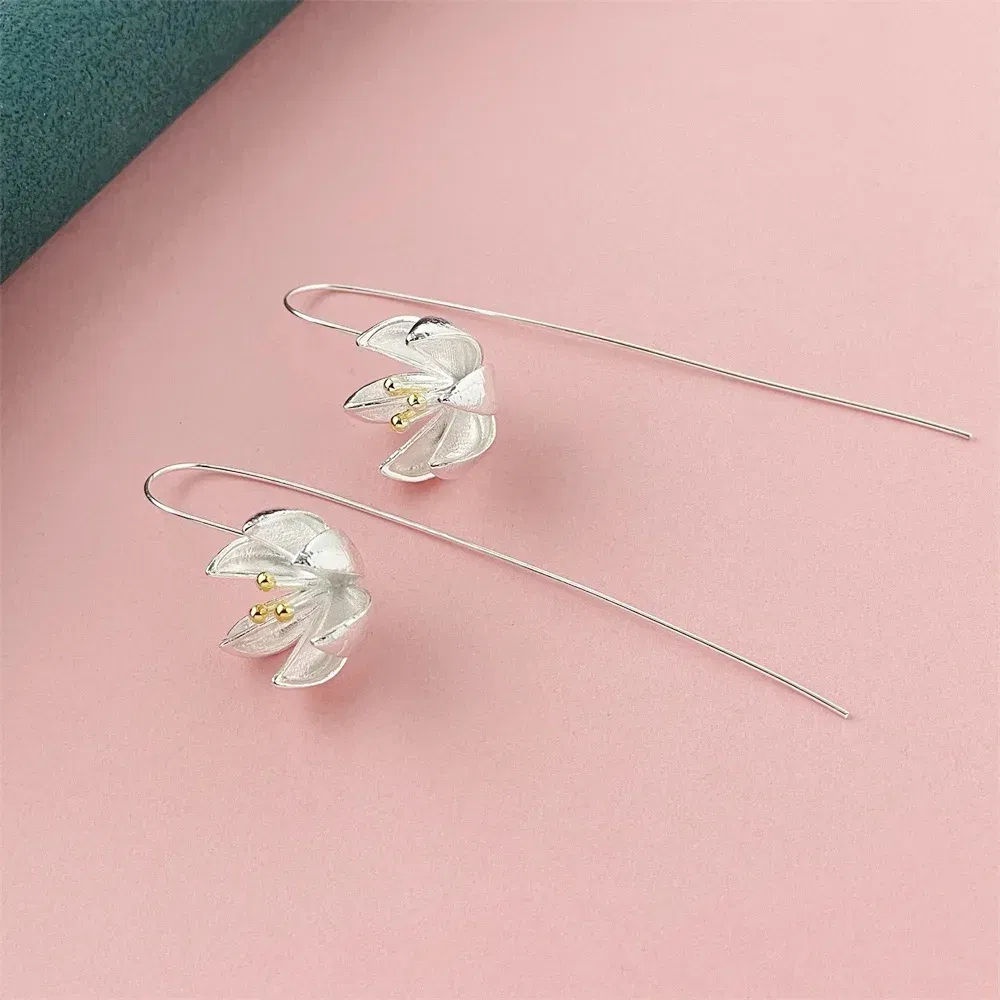 Gem Color: SEA GREEN - 925 Silver Heart Shape Earrings Women Exquisite Student Jewelry Accessories